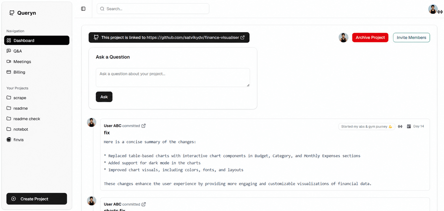 Queryn Dashboard Interface